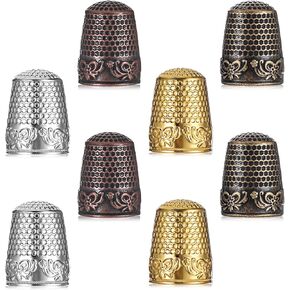8pcs Metal Sewing Thimble,Thimbles for Hand Sewing,Thimbles for Hand Quilting Sewing Finger Protector Quilting Craft Accessories for Knitting Needlework DIY Tools, Silver(Silver)