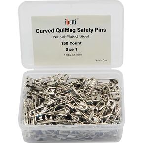 Curved Safety Pins for Quilting, Basting Pins, Size 1, 150-count