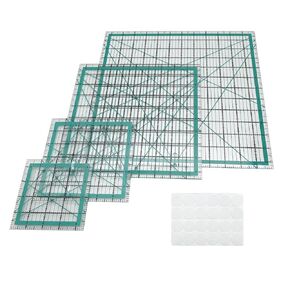 Quilting Rulers,LINXIAO 4 Square Quilting Templates Acrylic Rulers(4.5"X4.5", 6"X6", 9.5"X9.5", 12.5"X12.5") with 24 Non-Slip Rings
