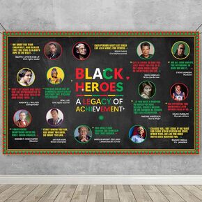 Black History Month Backdrop Banner Classroom Decorations, Black Heroes A Legacy of Achievement Black History Banner Backdrop African American Celebration Decorations