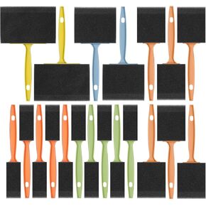 Bates- Foam Paint Brushes, 1", 2", 3" & 4", 20 Pack, Colorful Handle Sponge Brushes, Sponge Paint Brush, Foam Brushes for Painting, Foam Brushes for Staining, Paint Sponges, Foam Brushes for Mod Podge