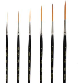مجموعة فرشاة الفنان بطانة النص - pinstriping - Toray Synthetic - الحجم 5/0 ، 000 ، 0 ، 2 ، 4 و 6
