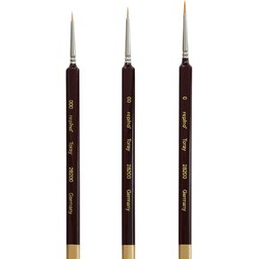 Fine Detail Artist Brushes Set of 3 - Sizes 000, 00, 0