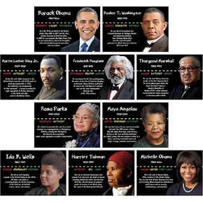 Arosche Black History Month Decorations Posters 10pc Famous African American Posters Celebration Motivational Learning Charts for Home, School, Classroom, Bulletin Board, Wall, Hallway Decor