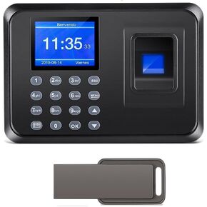 Time Clocks for Employees Small Business, Clock in Machine for Employees, Clock in Clock Out Machine, with 2.4 TFT LCD Screen, USB Download Data, 1000 Fingerprints Scanner (with 8G U-Disk)