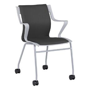 Learniture Cascade Mobile Office Guest Chair with Wheels/Arms for Training, Conference, Meeting Rooms and Waiting Areas 18" H (Set of 2)