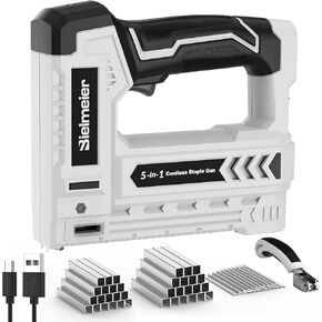 Electric Staple Gun 5 in 1 Band Nailer, 4V Rechargeable Cordless Stapler, Nail Gun Battery Powered with 2,000 Staples and Nails, Power Tacker Pin Nailer for Home Use, Wood, Upholstery, DIY