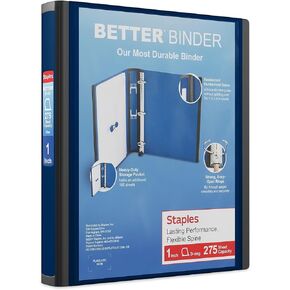 Staples Better 1-Inch D 3-Ring View Binder, Blue