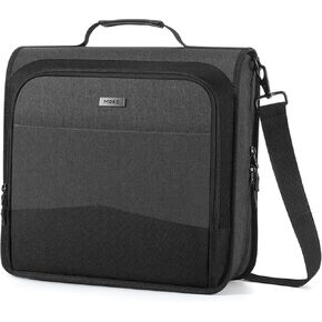 MoKo Zipper Binder, 3 Inch 3 Ring Binder with Zipper, 700 Sheet Capacity 6 Tab Expanding File Folder Multi-Pocket School Zipper Binder with Shoulder Strap & Handle for Middle School, Black