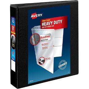 Avery Heavy-Duty View 3 Ring Binder ، 1.5 "One Touch Slant Rings ، يحتوي على ورقة 8.5" × 11 "، 1 Binder Black (05400)