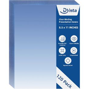 Binding Covers 8 mil PVC Clear Cover Sheets for Binding, Letter Size 8-1/2 x 11 Inches, 120 Pack Report Covers, Presentation Binder, Office Supplies, Un-Punched, Square Corners