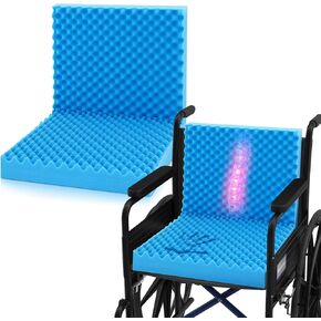 Geiserailie 2 Pcs 32 x 18 x 3 Inches Egg Foam Pad Wheelchair Seat Cushion Backrest to Relieve Back Egg Foam Cushions Wheelchair Accessories for Office Chairs Wheelchair Recliner Back Chair