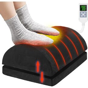 Heated Foot Rest for Under Desk at Work, Ergonomic Adjustable Footrest with 8 Heat Levels and Timer, Foot Warmer for Home Office or Gaming, Desk Foot Stool for Pain Relief, Comfort & Improve Posture