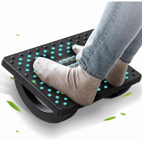 Foot Rest for Under Desk at Work - Ergonomic Foot Stools for Under Office Desk - Rocking Footrest with Roller Massager - Leg Rest for Chair, Computer Gaming - Promote Leg Circulation