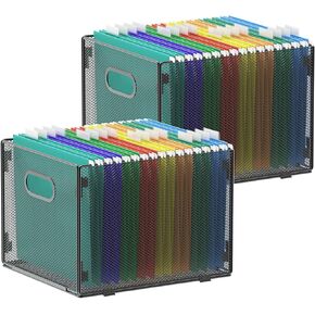 samstar Hanging File Organizer, Mesh File Folder Organizer File Crate File Cabinet Inserts Storage Box, Letter Size