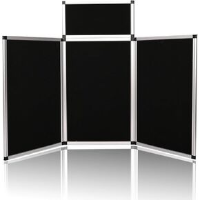 Nisorpa Trade Show Presentation Board 3+1 Panel Large Folding Desktop Display Board 70.8“ x 35.4"Single Sided Tabletop Display 4 Panels-Black