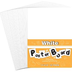 25 Pack White Poster Boards, 11"x14" White Poster Paper Heavyweight Poster Board Bulk Blank Poster Board for Art Display Board,Classroom Use,School Craft Project,Presentation Drawing