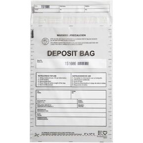 USPACKSMART Clear Plastic Deposit Bags 9"x12" | Secure Bank Deposits, Cash Handling or Safe Currency Transportation | Sequential Barcodes | Tamper-Evident | Tear-Off Receipt for Security | 100-Pack