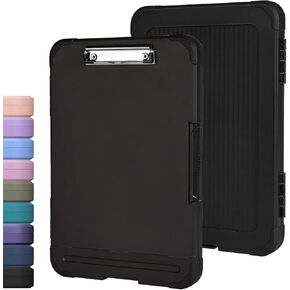 Sooez Reinforced Clipboard with Storage, Inner Plastic Folder Attached, Heavy Duty Plastic Clip Boards 8.5x11 with Pen Holder, High Capacity Nursing Clipboard for Teacher Office Home, Letter / A4 Size