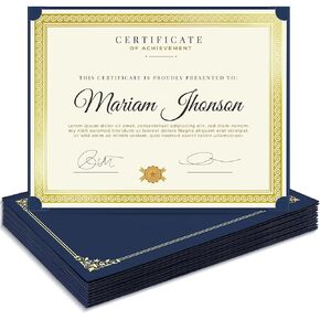SUNEE Single Sided Certificate Holders, 15 Packs Blue Diploma Holders, Certificate Covers with Gold Foil Border for Letter Size 8.5 x 11 Certificate Paper, Cardstock, Award, Graduation, Documents
