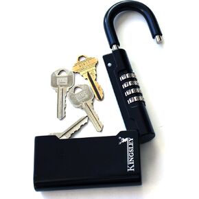Kingsley Guard-a-Key Black Realtor's Lockbox Portable Resettable Hanging Key Safe Combination Lock Box for House Keys, Realtors, Vacation Rentals, Black (1 Pack)