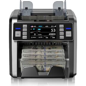 Aneken Mixed Denomination Money Counter with Counterfeit Detection, Touch Screen, and 2CIS/UV/MG/IR/DD/DBL/HLF/CHN, Value and Mixed Counting for Accurate Cash Counting