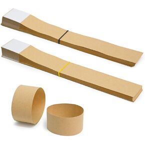 L LIKED Blank Kraft Currency Straps - Money Bands for Bill Wrappers, Self Adhesive Cash Organizer, 8 x 1.25 Inch (120 Bands)