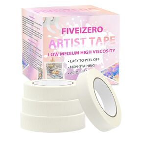 FIVEIZERO 4 Rolls Mixed Viscosity Artist Tape - AcidFree Tape, White Masking Tape 1 inch, Art Tape for Watercolor Paper, Painting, Framing, and Drafting, 492FT Total Length (0.6, 1in)