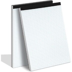 Grid Paper Notebook 8.5 X 11, 4x4 Graph Paper,-Sturdy Cardboard Backing, Graph Paper Pad for School, Office, Home, 70 Gsm Grid Paper, 2 Packs, 30 Sheets/Pad