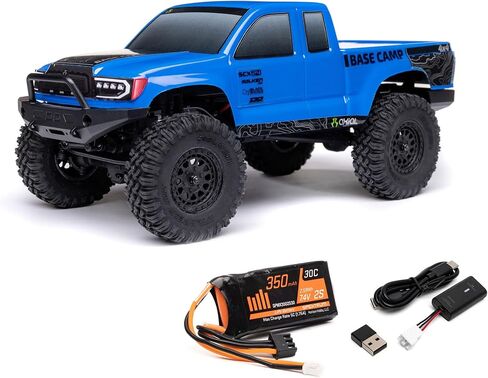 Axial RC Truck 1/24 SCX24 Base Camp 4x4 Rock Crawler Brushed RTR (Everything Needed to Run is Included) - Blue, AXI-1219T2 in Saudi Arabia