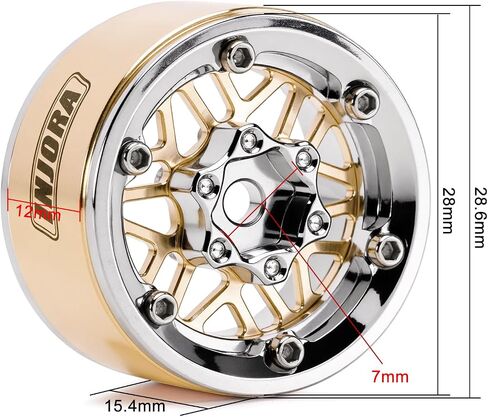 INJORA 1.0 Brass Aluminum Beadlock Wheels ModuWheel for TRX4M SCX24 1/18 1/24 RC Crawlers Upgrade in Saudi Arabia