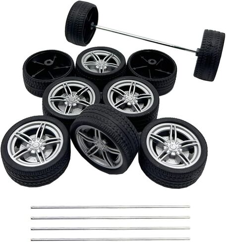 10PCS Toy Car Wheels 40mm Rubber Tire Wheels with Metal Shaft for RC Car Truck DIY Model Toy Wheel Replacement Accessories (3X40mm) in Saudi Arabia