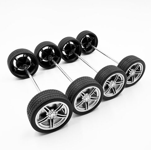 10PCS Toy Car Wheels 40mm Rubber Tire Wheels with Metal Shaft for RC Car Truck DIY Model Toy Wheel Replacement Accessories (3X40mm) in Saudi Arabia