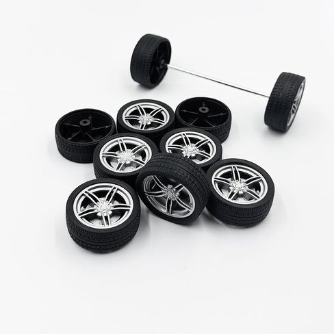 10PCS Toy Car Wheels 40mm Rubber Tire Wheels with Metal Shaft for RC Car Truck DIY Model Toy Wheel Replacement Accessories (3X40mm) in Saudi Arabia