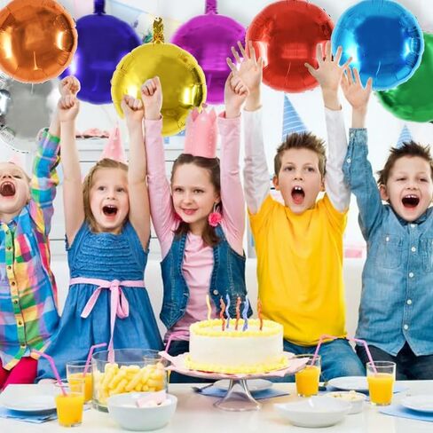 TONIFUL 30Pcs 18 Inch Large Colorful Round Shape Foil Balloons Big Colorful Circle Helium Mylar Ballons for Birthday Wedding Baby Shower Anniversary Engagement Party Decor Supplies in Kuwait