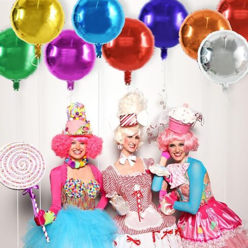 TONIFUL 30Pcs 18 Inch Large Colorful Round Shape Foil Balloons Big Colorful Circle Helium Mylar Ballons for Birthday Wedding Baby Shower Anniversary Engagement Party Decor Supplies in Kuwait