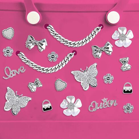 Charms for Bogg Bag,Pearls,Butterfly Flowers and Chain for Bogg Bag Accessories Charms(20 pcs) in Kuwait