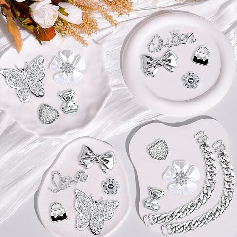 Charms for Bogg Bag,Pearls,Butterfly Flowers and Chain for Bogg Bag Accessories Charms(20 pcs) in Kuwait