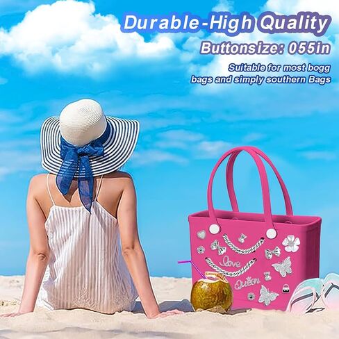 Charms for Bogg Bag,Pearls,Butterfly Flowers and Chain for Bogg Bag Accessories Charms(20 pcs) in Kuwait