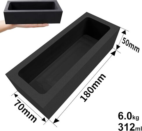 GanFindX Graphite Ingot Mold Crucible Mould for Gold Silver Copper Brass Aluminum Metal Melting Casting Refining Ingot Molds (6kg / 312ml, 10.6 oz / 7 x 2.8 x 2 Inch, 1 Piece) in Saudi Arabia
