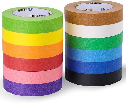 12 Rolls Colored Masking Tape-1 inch x 660 Yards Painters Tape, Rainbow Colors Rolls Bulk Kids Colorful Paper Marking Tape Decorative Arts Crafts Labeling DIY School Classroom Supplies in Saudi Arabia