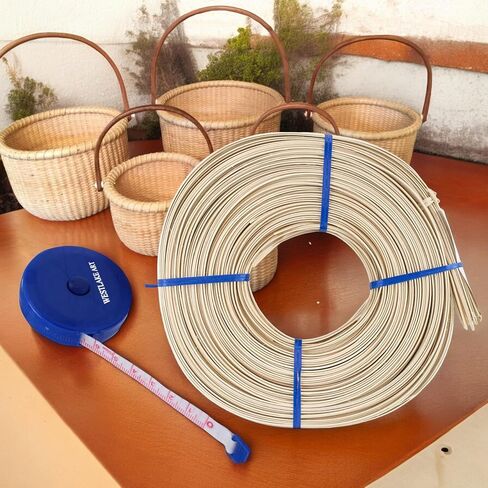 APP REED Flat Oval 1/4 "، 0.43 كجم ، حزمة مع شريط قياس النسيج ، مواد نسج الجودة ، طولها 275 قدمًا ، مثالية للسلال والحرف ، الطبيعية (حزمة 3) in Saudi Arabia