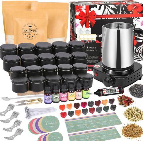 SAEUYVB Candle Making Kit with Wax Melter, Candle Making Kit for Adults - DIY Starter Soy Candle Making Kit/Supplies-Perfect as Home Decoration in Saudi Arabia