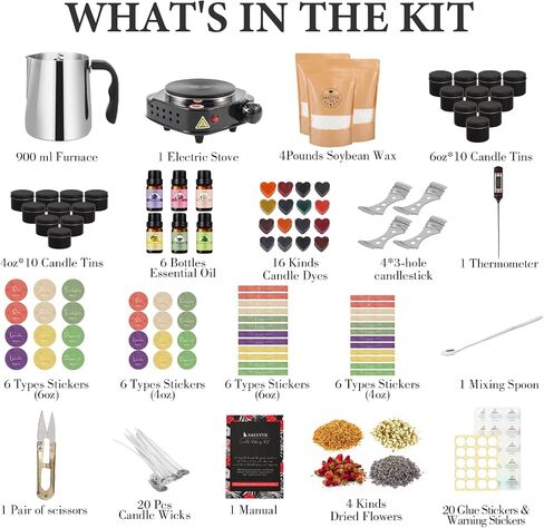SAEUYVB Candle Making Kit with Wax Melter, Candle Making Kit for Adults - DIY Starter Soy Candle Making Kit/Supplies-Perfect as Home Decoration in Saudi Arabia