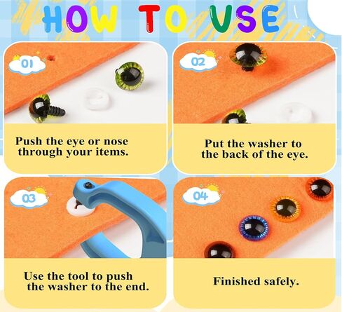 أداة Geocci Safety Eye Tool أداة مساعدة لربط عيون الأمان لعملية السلامة من السلامة أدوات الكروشيه للكروشيه Amigurumi ومحشو عيون حيوانات 5-30 مم أداة لوازم الصنع （الأزرق 1PCS） in Kuwait