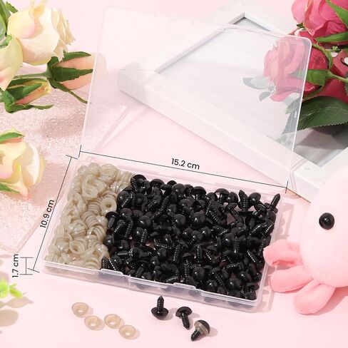 Vanblue Safety Eyes 260PCS 10mm Plastic Black Craft Eyes Teddy Bear Eyes with Washers for Amigurumi Stuffed Animals Crochet Toys Crafts Making Halloween Decorations in Kuwait