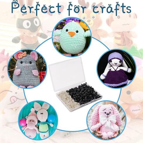 Vanblue Safety Eyes 260PCS 10mm Plastic Black Craft Eyes Teddy Bear Eyes with Washers for Amigurumi Stuffed Animals Crochet Toys Crafts Making Halloween Decorations in Kuwait