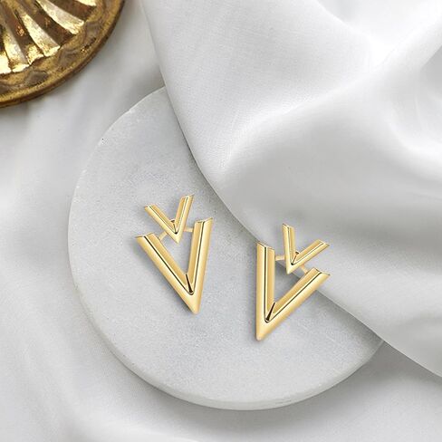 Unique earrings 14K gold plated asymmetrical earrings 925 silver sterling post in Saudi Arabia