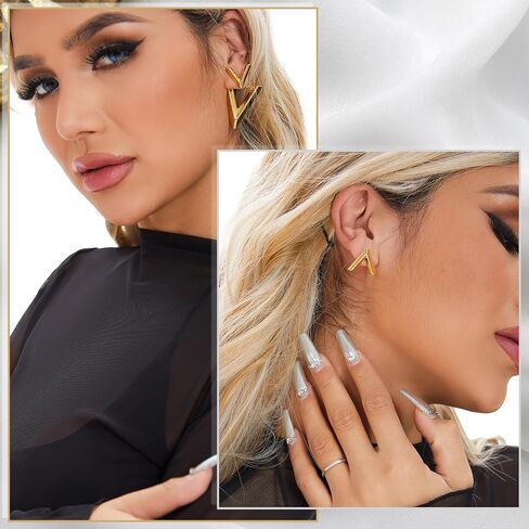 Unique earrings 14K gold plated asymmetrical earrings 925 silver sterling post in Saudi Arabia