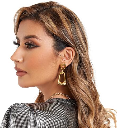 Unique earrings 14K gold plated asymmetrical earrings 925 silver sterling post in Saudi Arabia